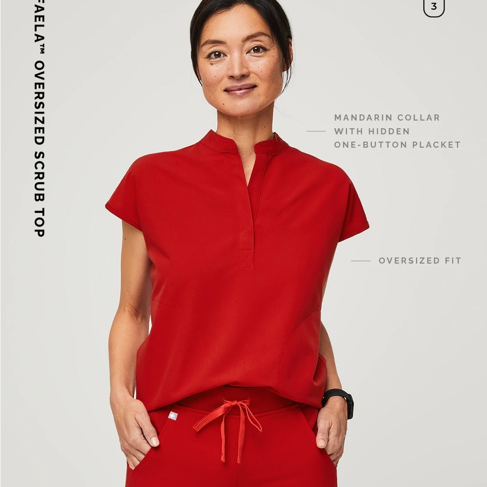 Figs Winning Red Scrub Set